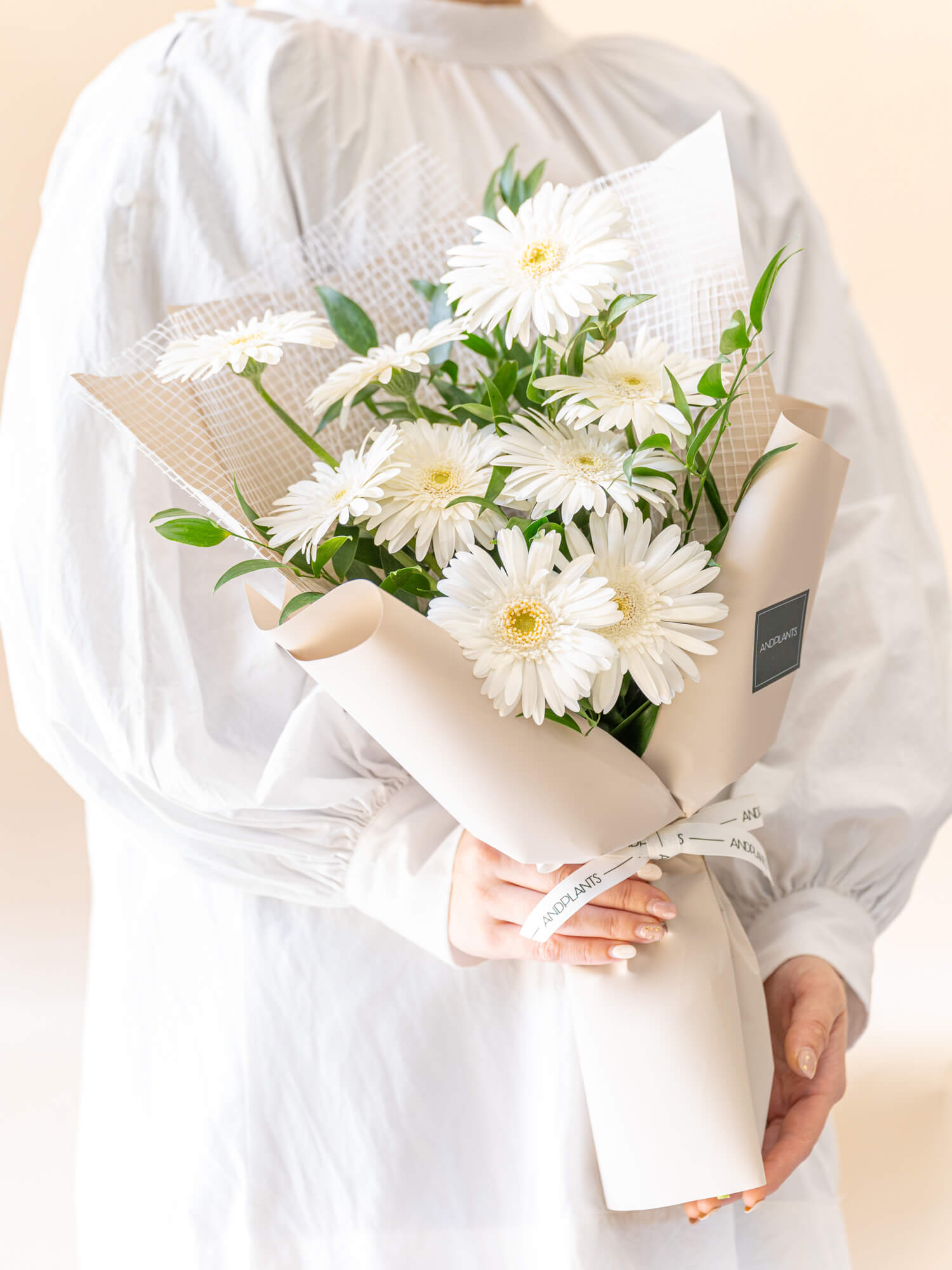 ガーベラの花束 10本 - ホワイト -