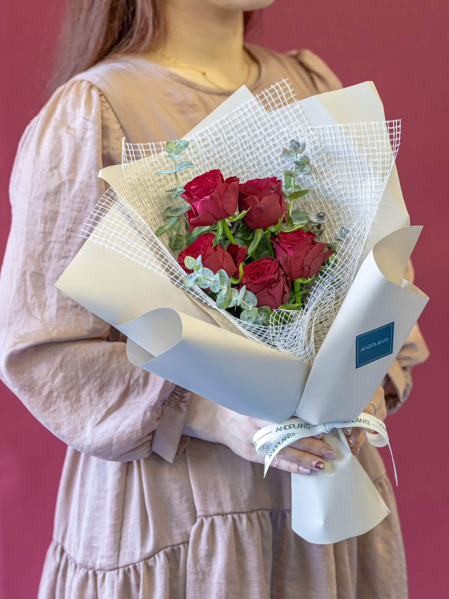 【誕生日ギフト】バラの花束 5本 - レッド -