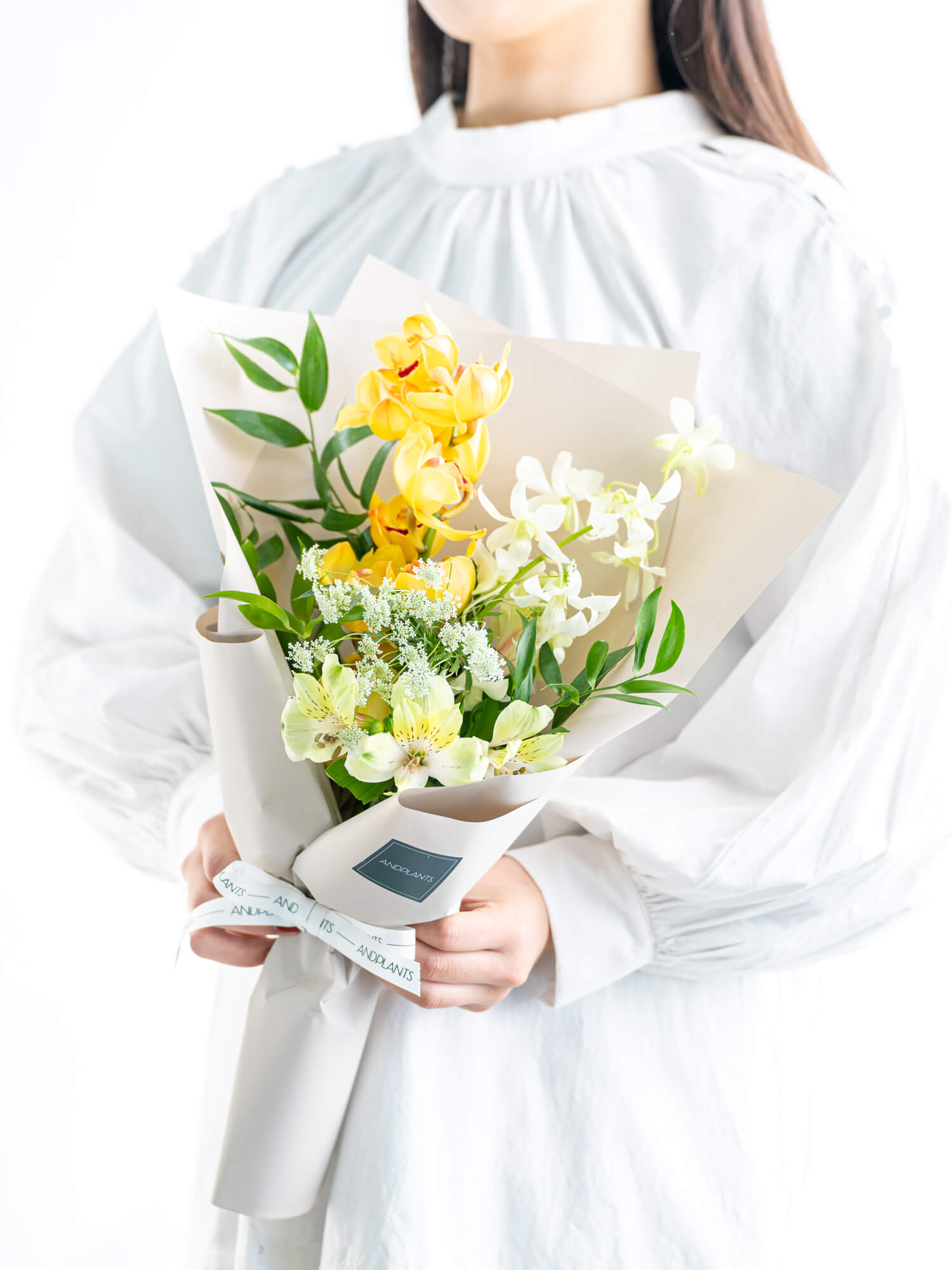 【1月の誕生花】シンビジュームの花束S - イエロー -