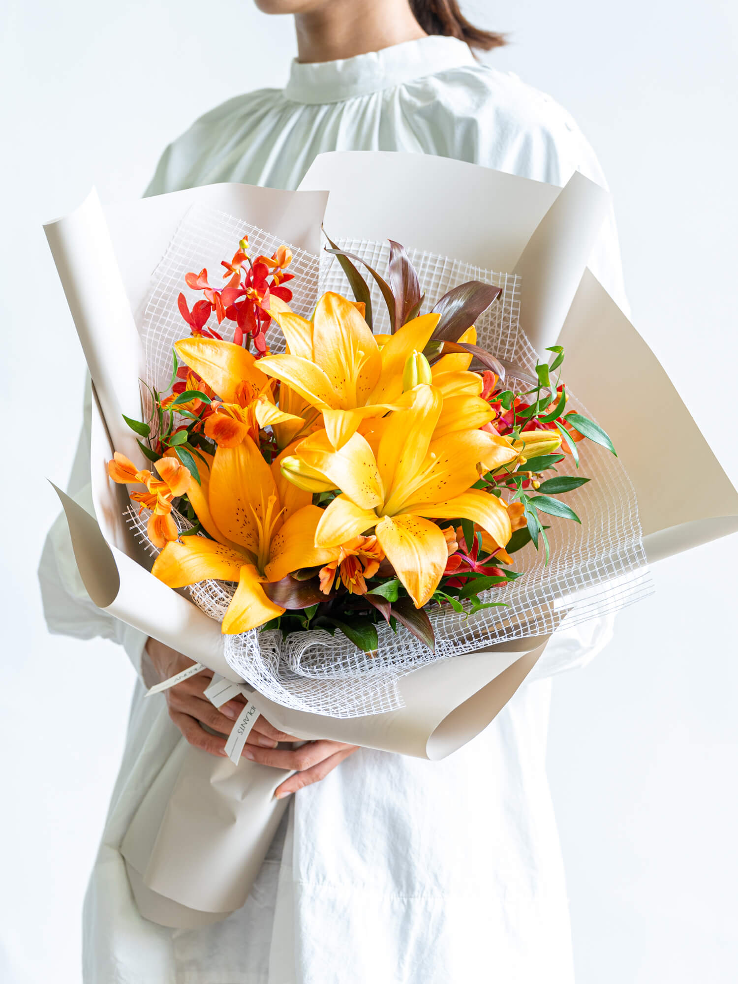 【11月の誕生花】ユリの花束L - オレンジ -