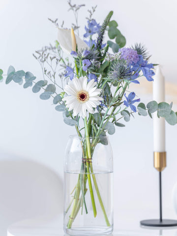 【誕生日ギフト】 フローリストにおまかせ 季節の花束 S - ブルー -