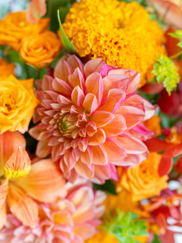 フローリストにおまかせ 季節の花束 L - オレンジ -