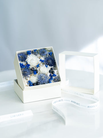 ドライの鮮やかなフラワーボックスM - ブルー -