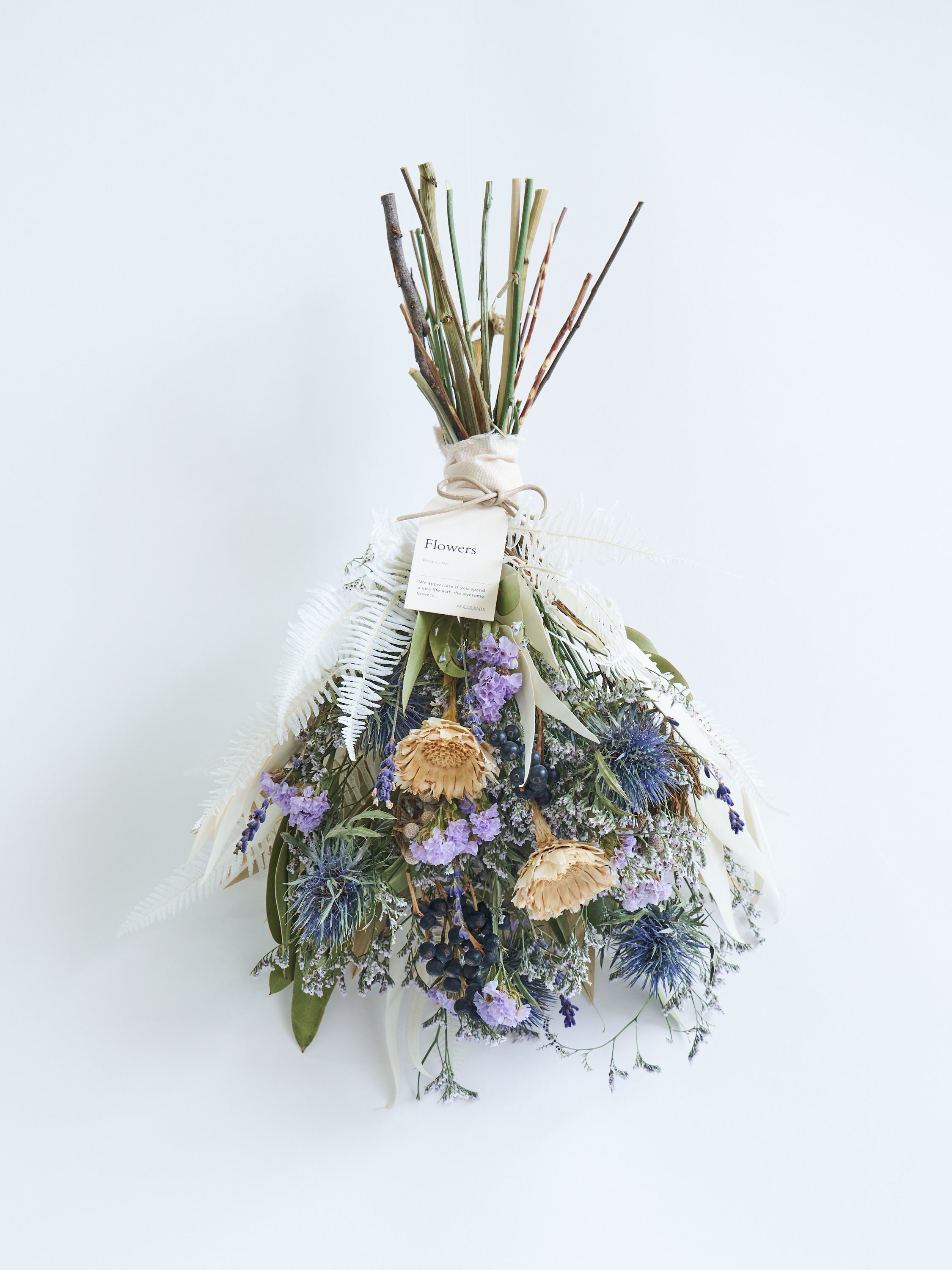 【壁に掛ける】ドライフラワーのスワッグ - ブルー -