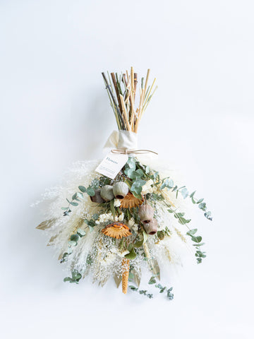 【壁に掛ける】ドライフラワーのスワッグ - グリーン -