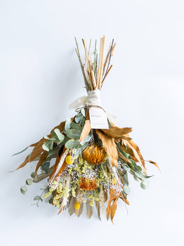 【壁に掛ける】ドライフラワーのスワッグ - イエロー -