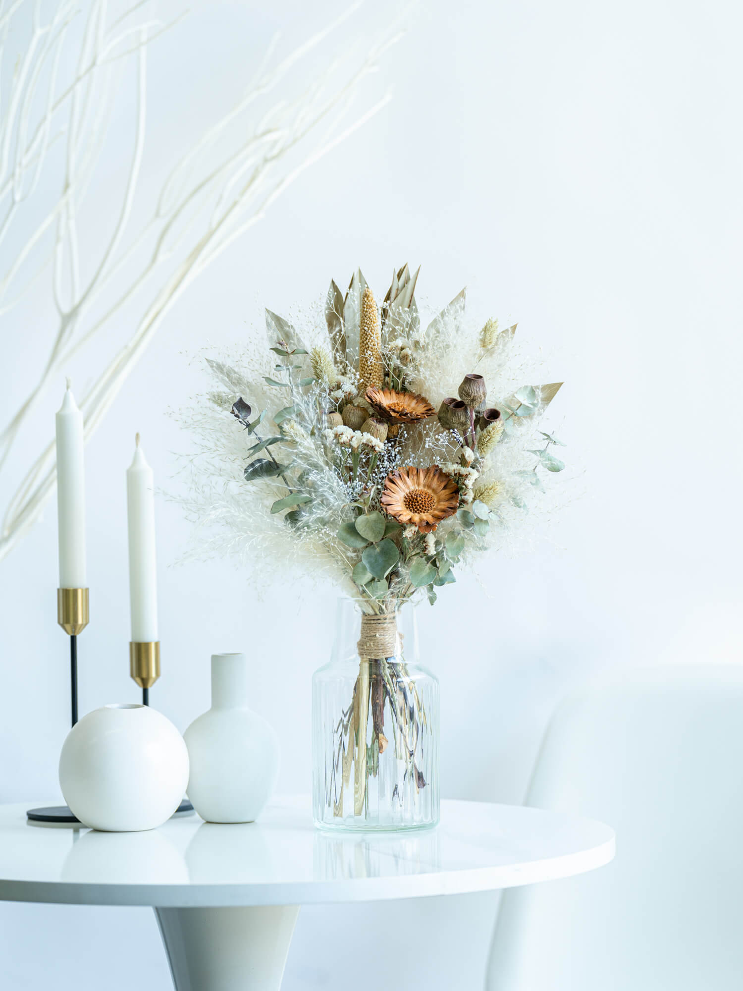 【花瓶に飾れる】ドライフラワーの花束 M - グリーン -