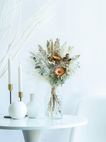 【花瓶に飾れる】ドライフラワーの花束 M - グリーン -