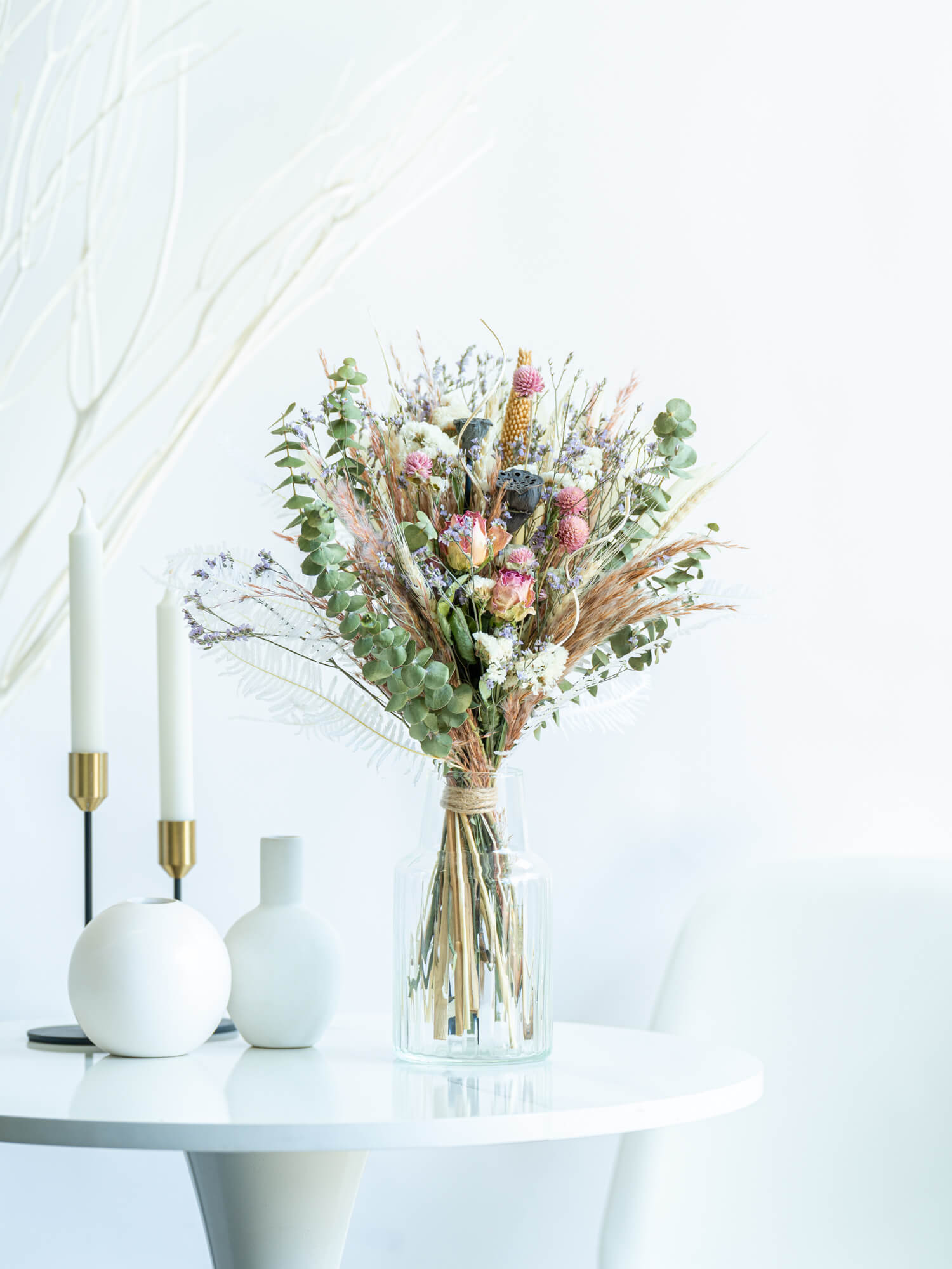 【花瓶に飾れる】ドライフラワーの花束 M - ピンク -