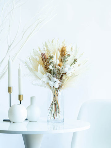 【花瓶に飾れる】ドライフラワーの花束 M - ベージュ -