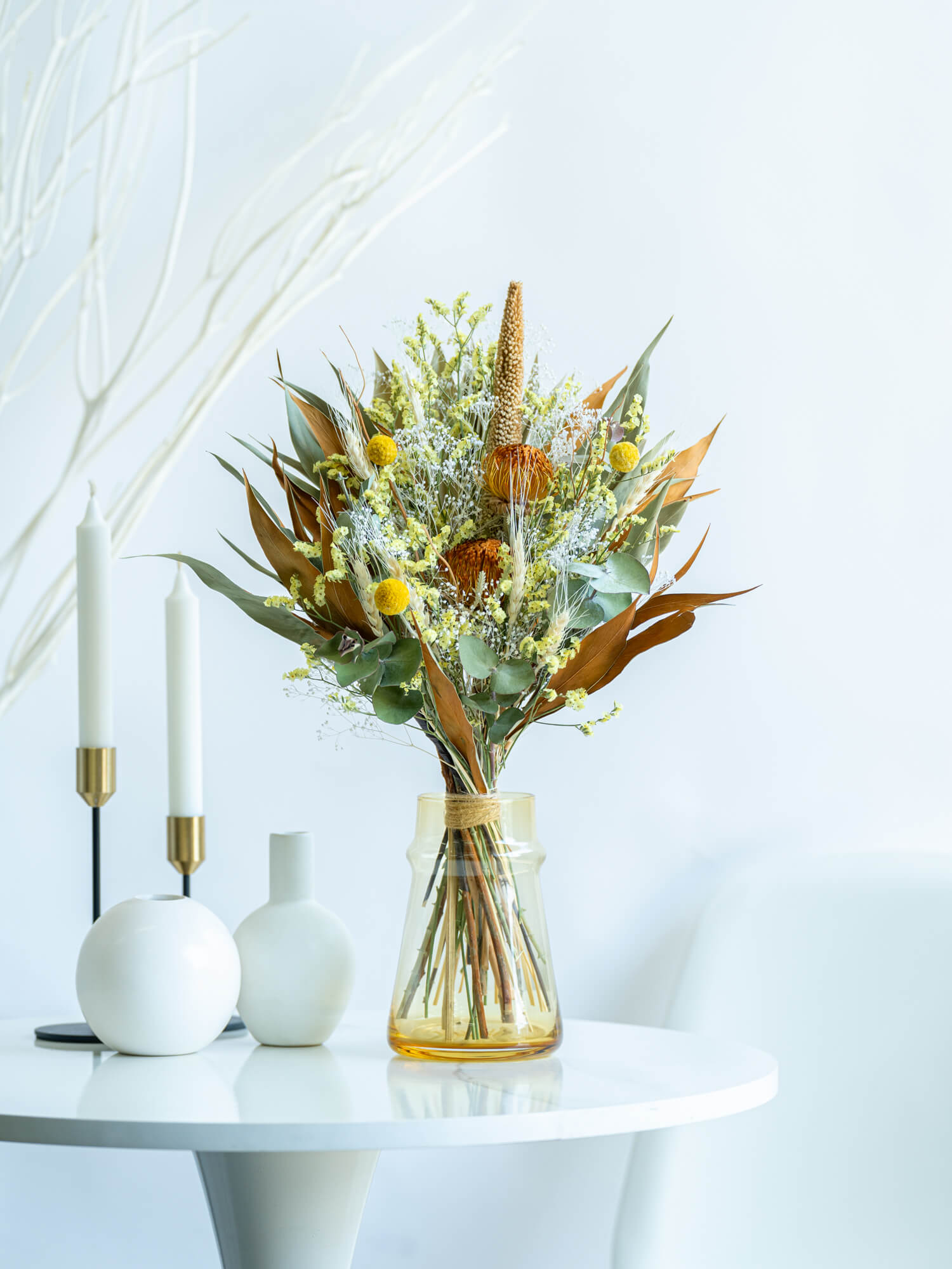 【花瓶に飾れる】ドライフラワーの花束  M - イエロー -