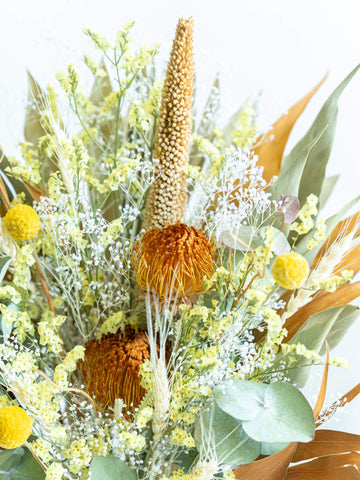 【花瓶に飾れる】ドライフラワーの花束  M - イエロー -