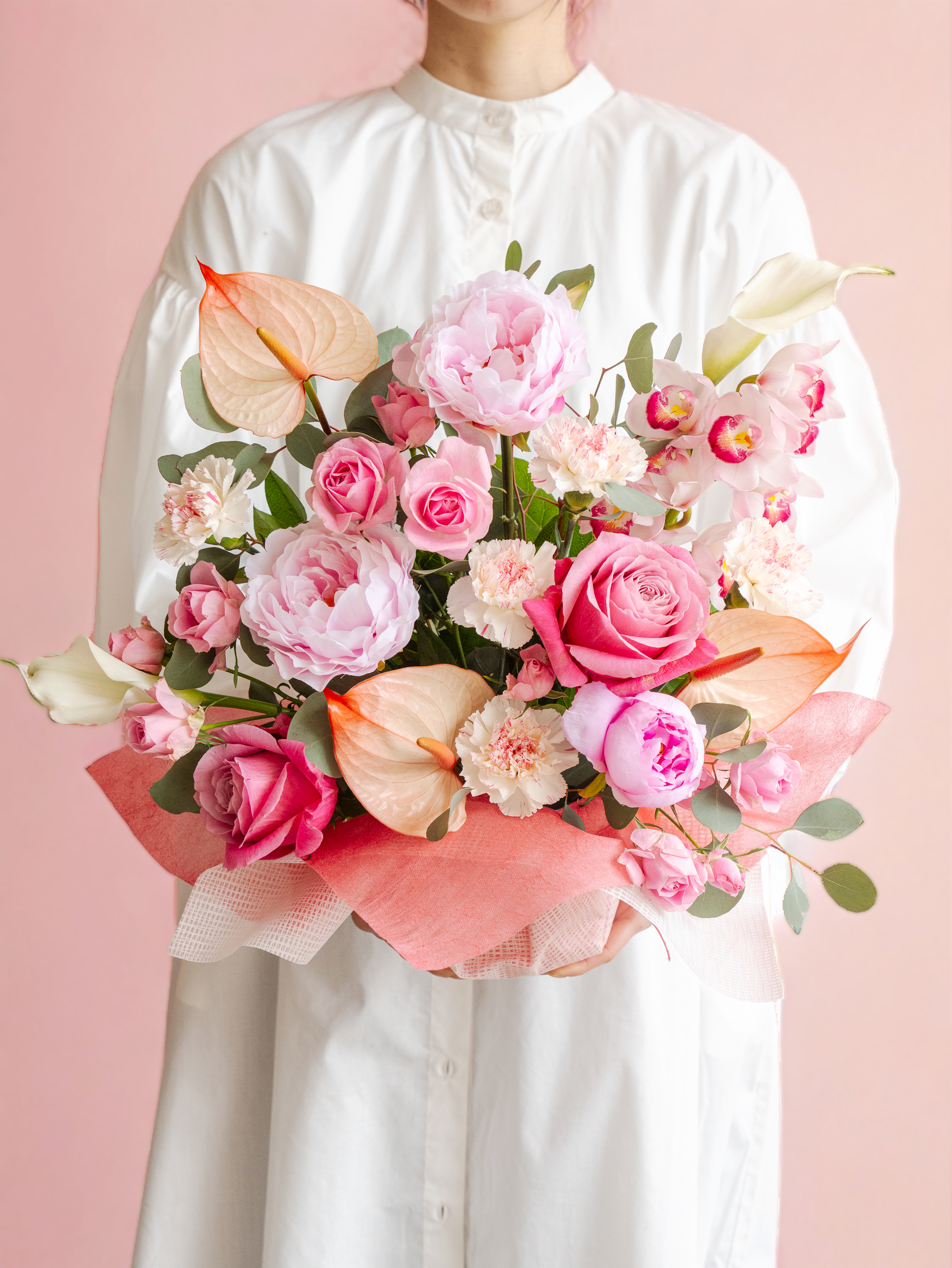 【母の日】芍薬の豪華アレンジメント - ピンク -