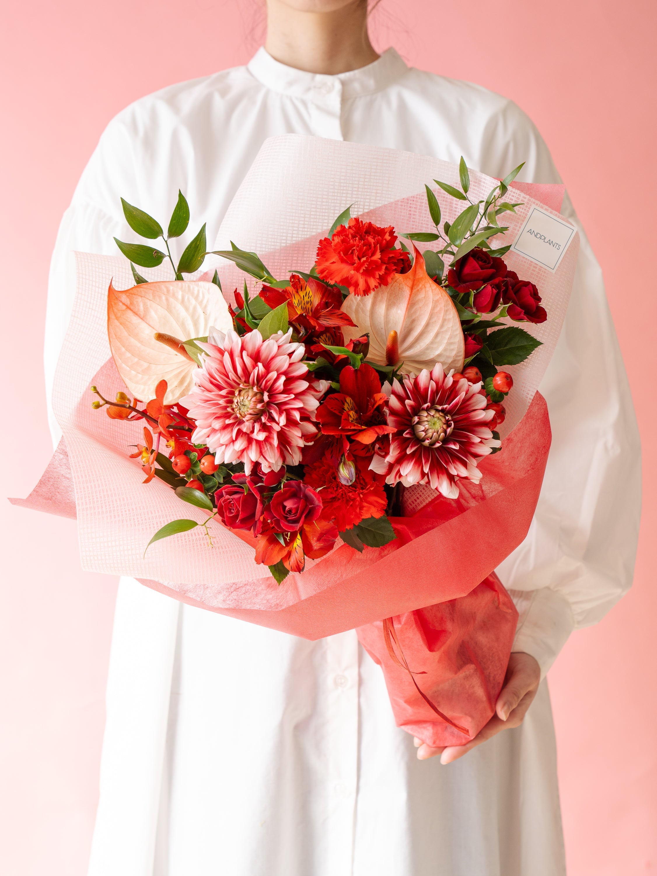 【母の日】ダリアの花束 - レッド -