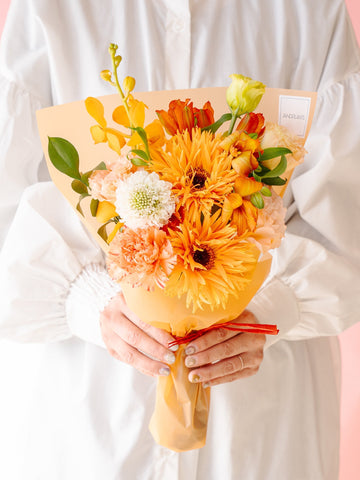 【母の日】ガーベラの花束 - オレンジ -
