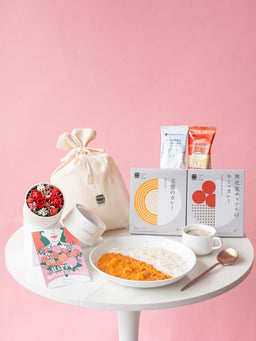 【母の日】スープストックトーキョー「フリーズドライスープとレトルトカレーのセット」とプリザーブドフラワーボックスのセット