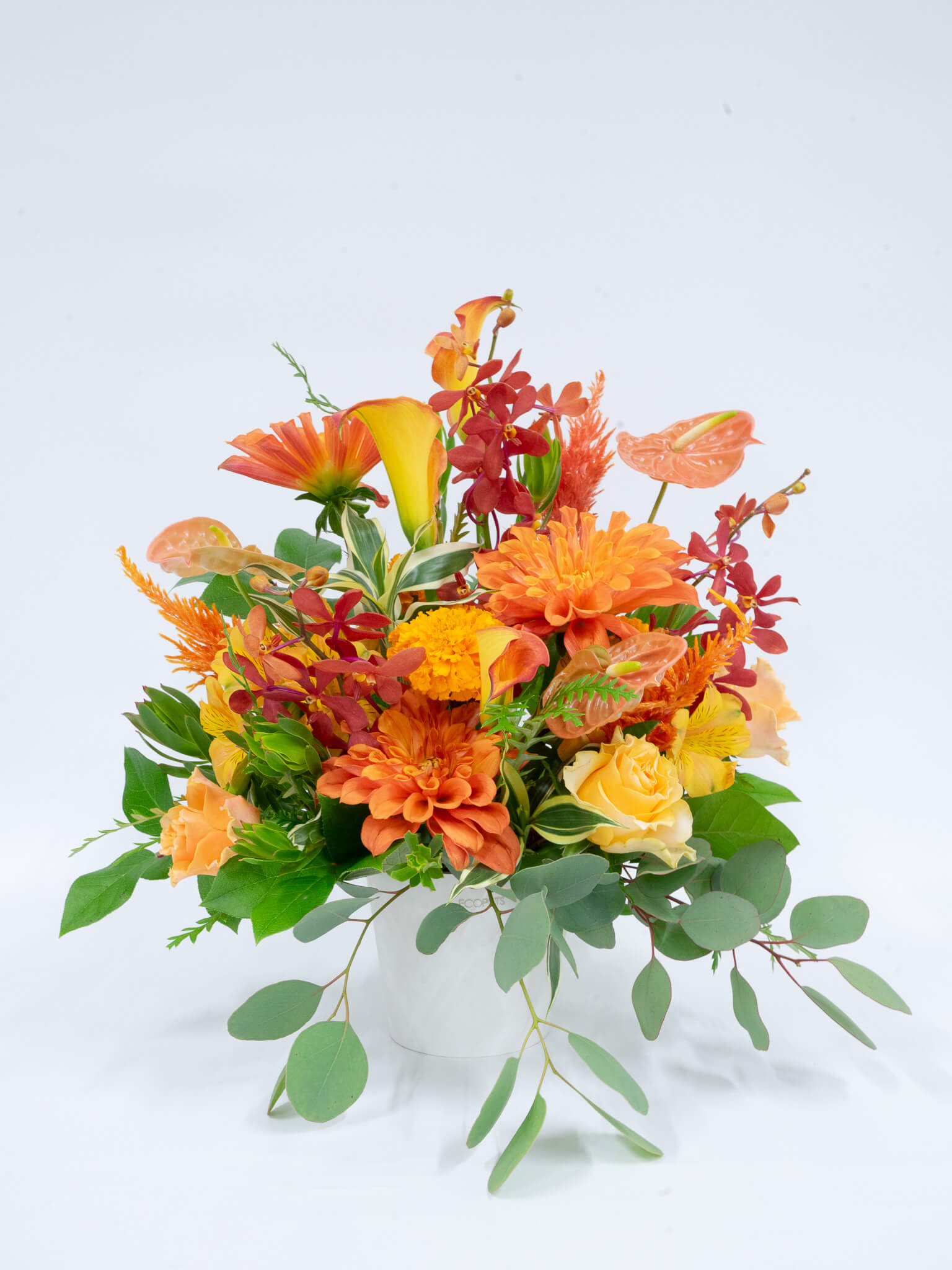 季節のおまかせ生花アレンジ L - オレンジ -