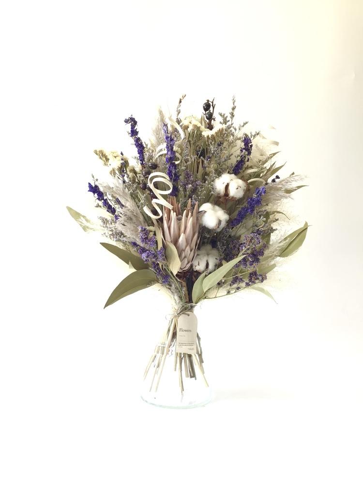 【花瓶に飾れる】ドライフラワーの花束 L - ブルー -
