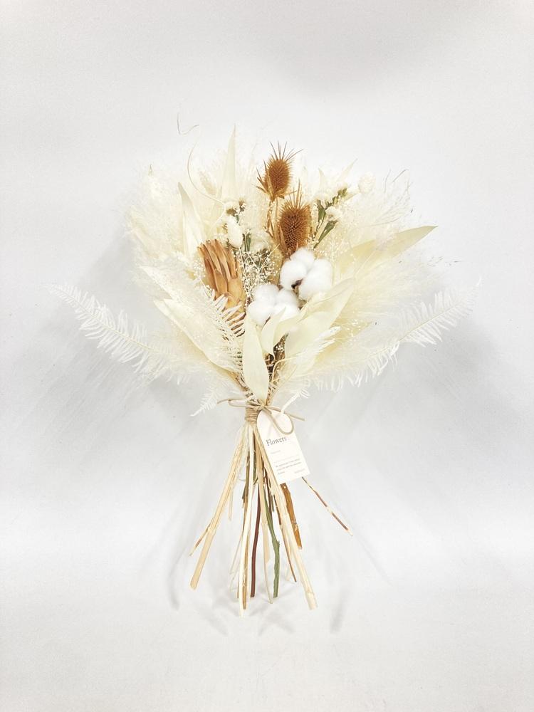 【花瓶に飾れる】ドライフラワーの花束 M - ベージュ -