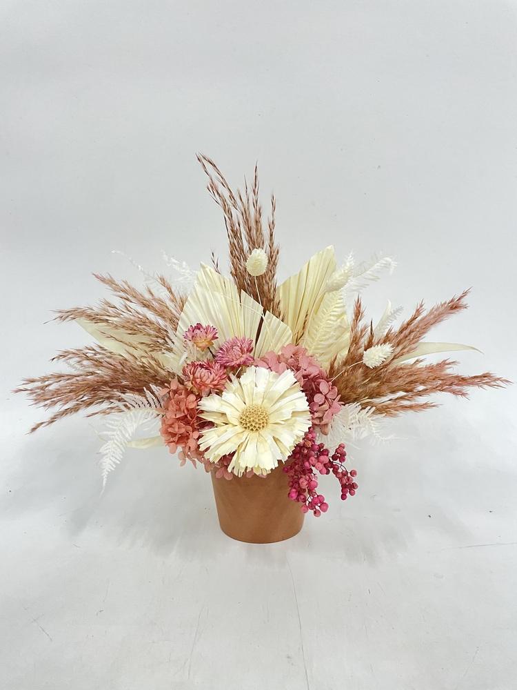 ドライフラワー器アレンジ - ピンク -