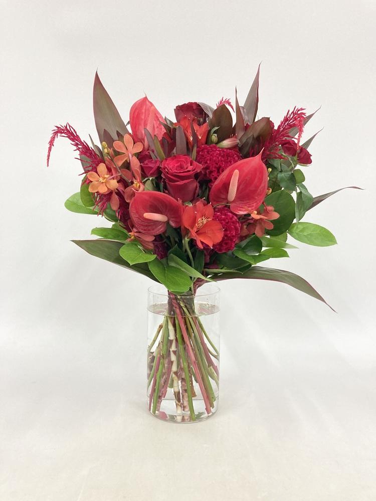 フローリストにおまかせ 季節の花束 L - レッド -