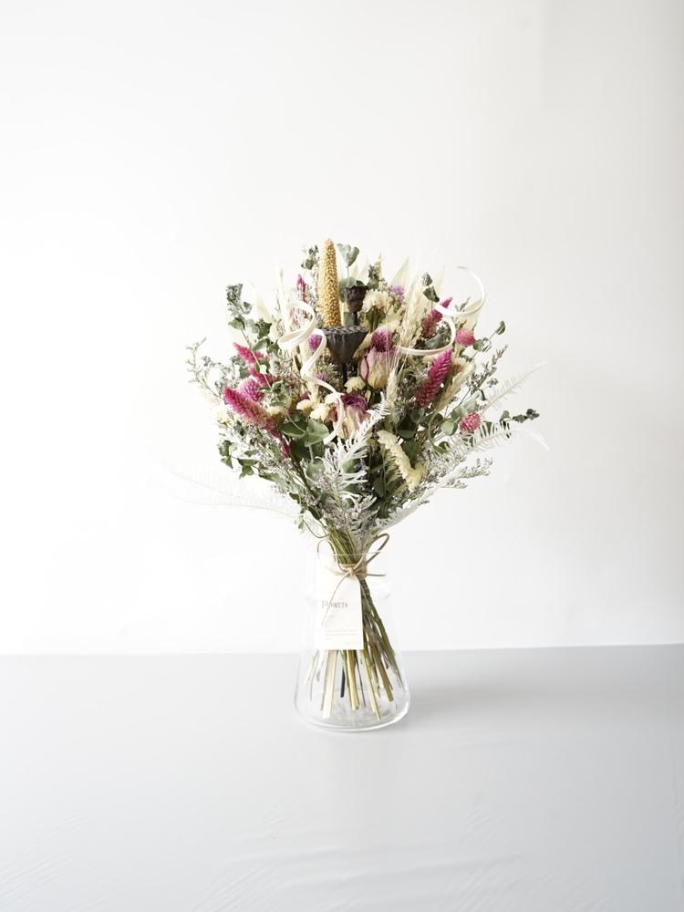 【花瓶に飾れる】ドライフラワーの花束 M - ピンク -