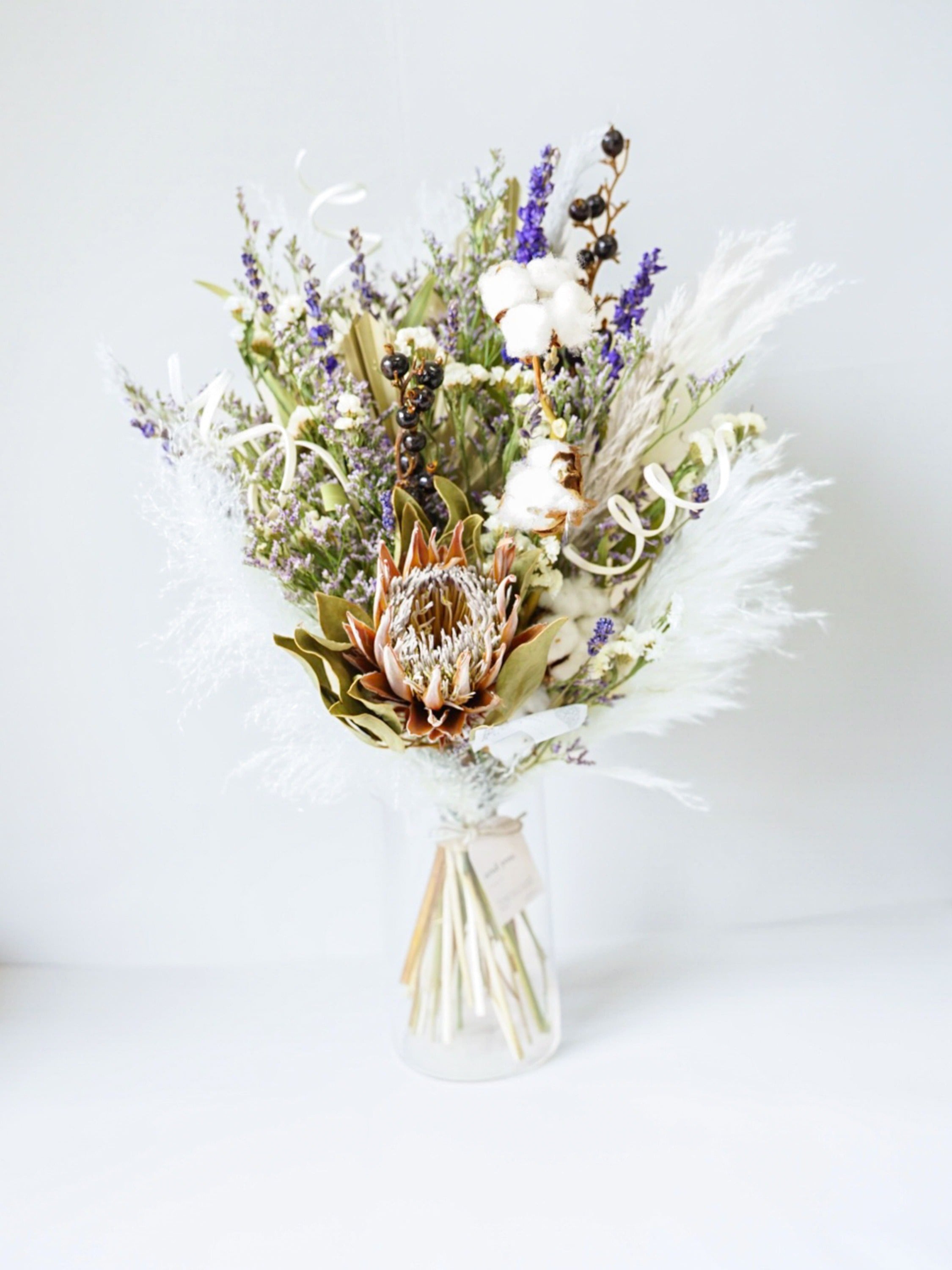 【花瓶に飾れる】ドライフラワーの花束 L - ブルー -