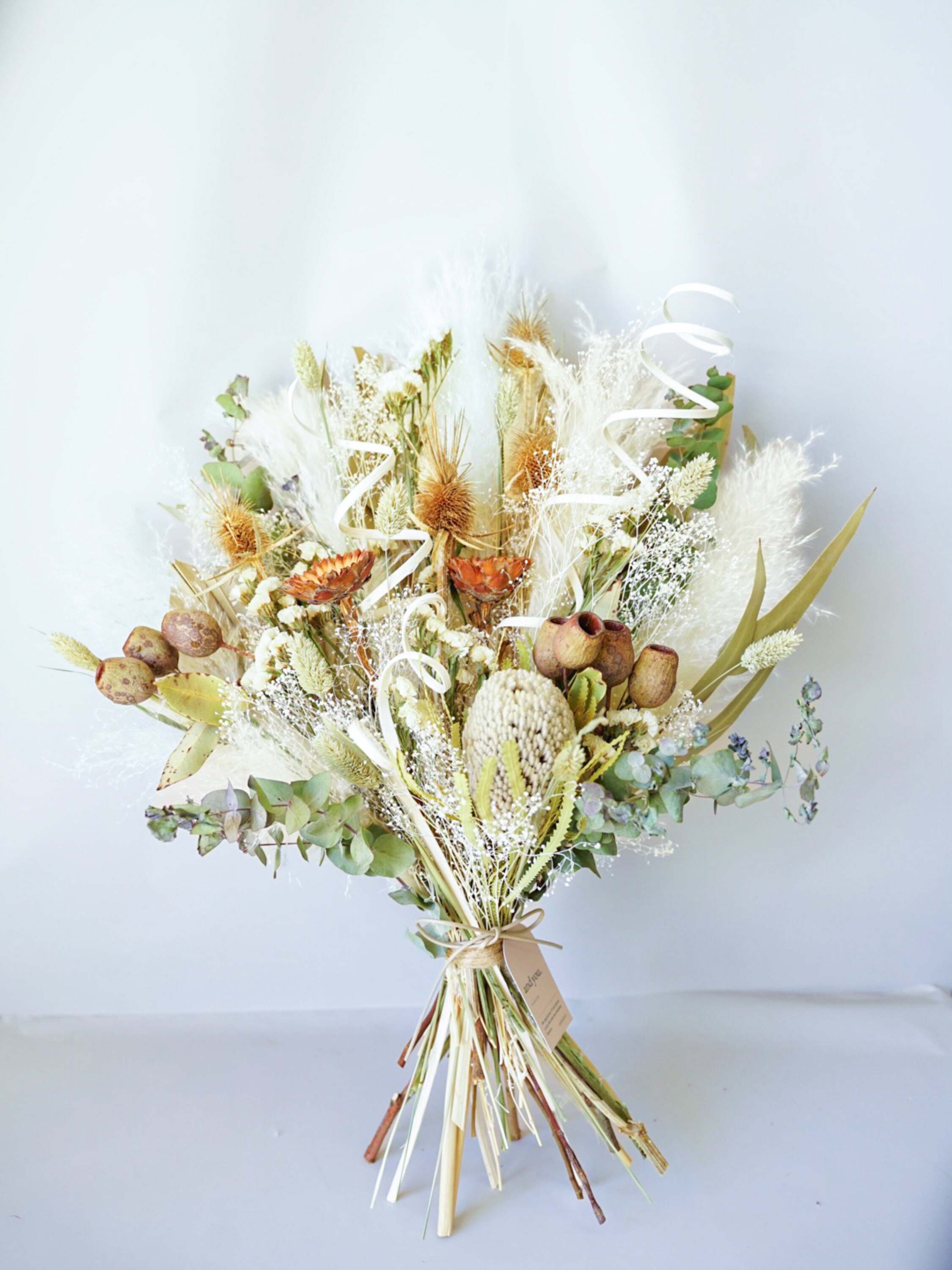 【花瓶に飾れる】ドライフラワーの花束 L - グリーン -