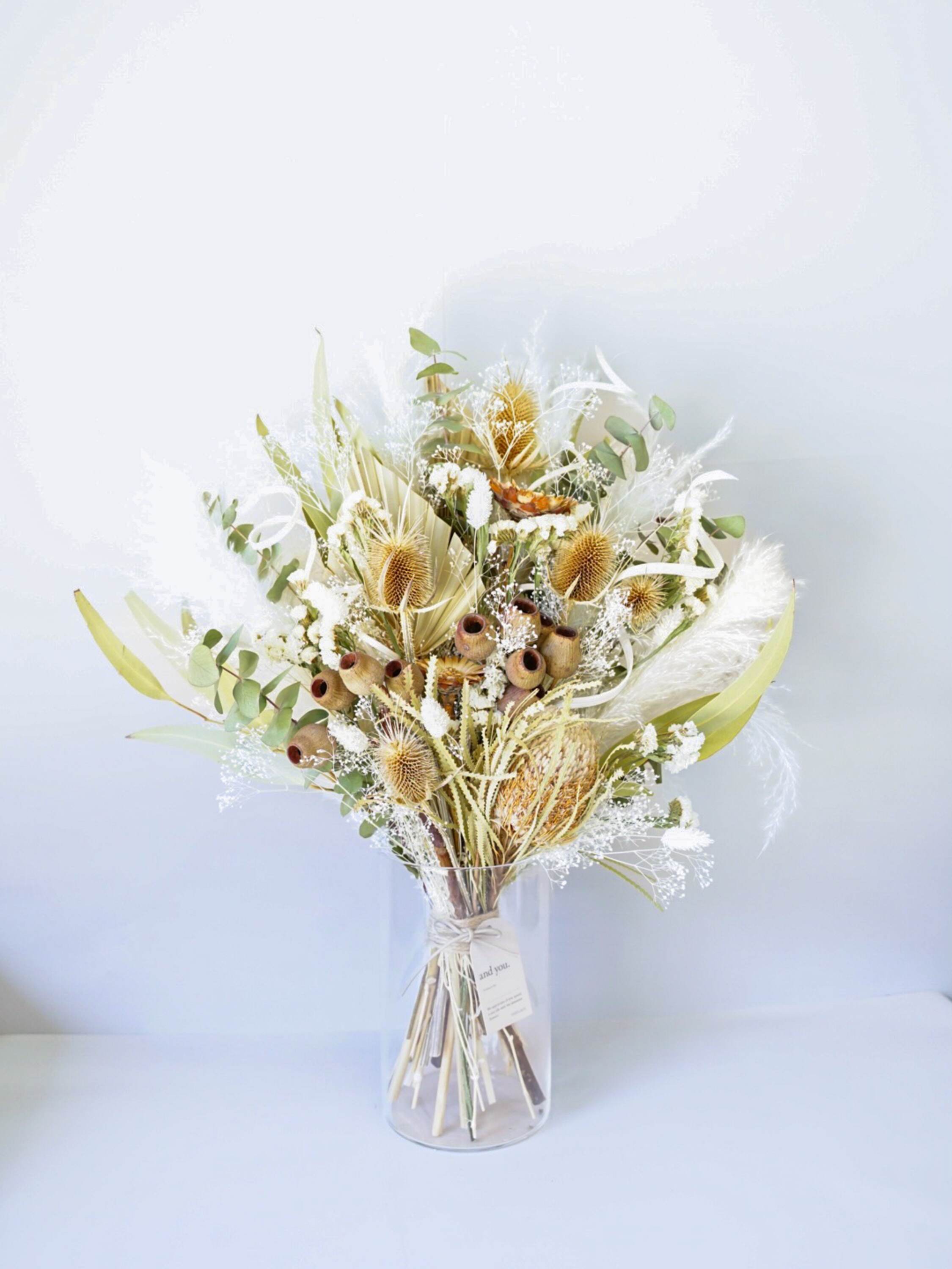 【花瓶に飾れる】ドライフラワーの花束 L - グリーン -