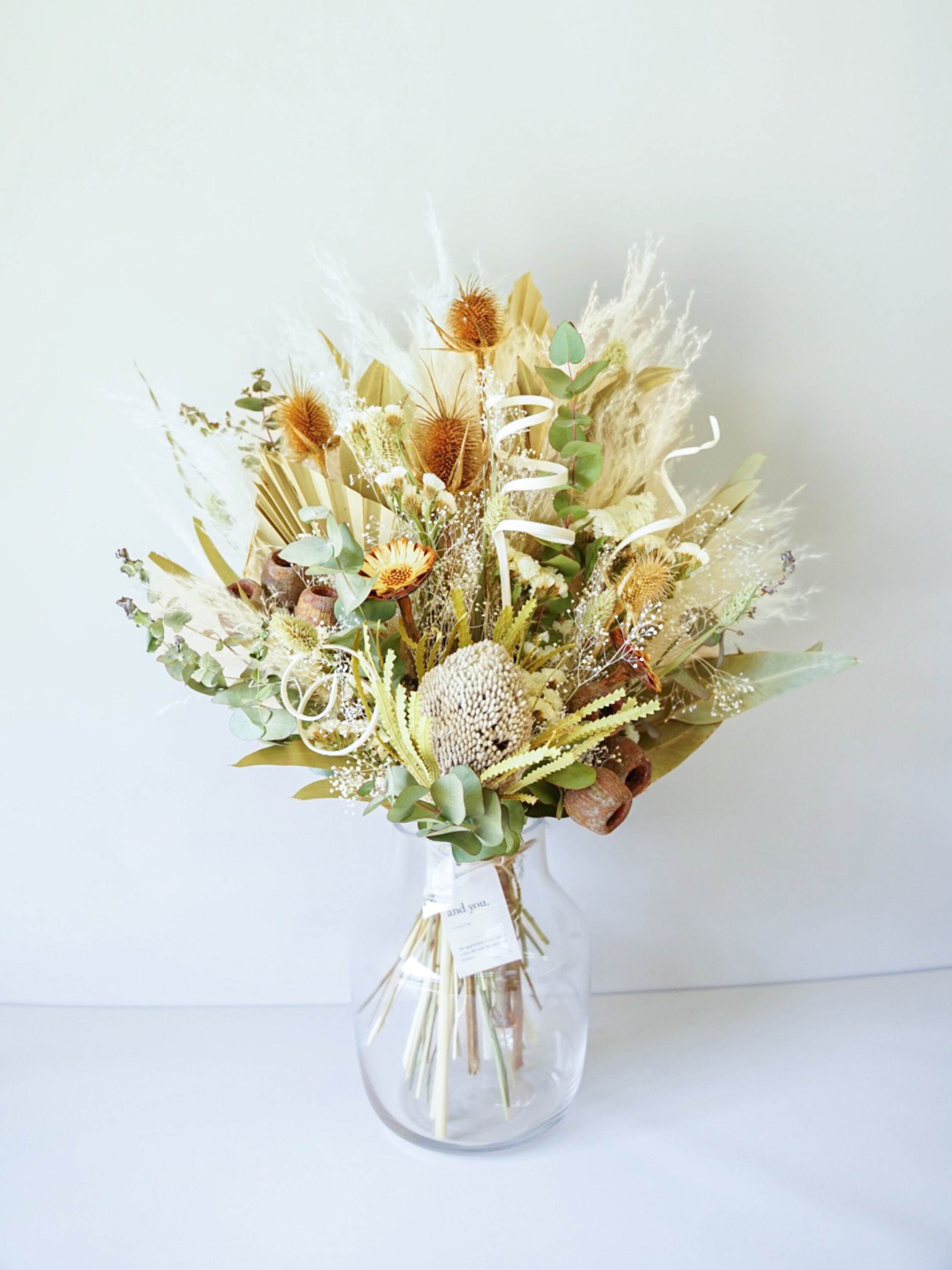 【花瓶に飾れる】ドライフラワーの花束 L - グリーン -