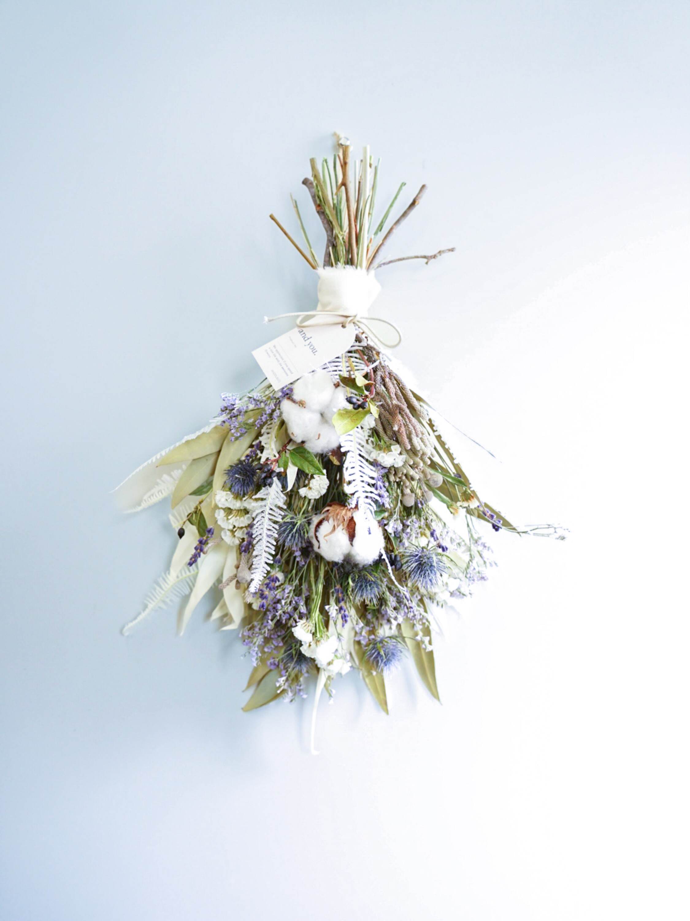 【壁に掛ける】ドライフラワーのスワッグ - ブルー -