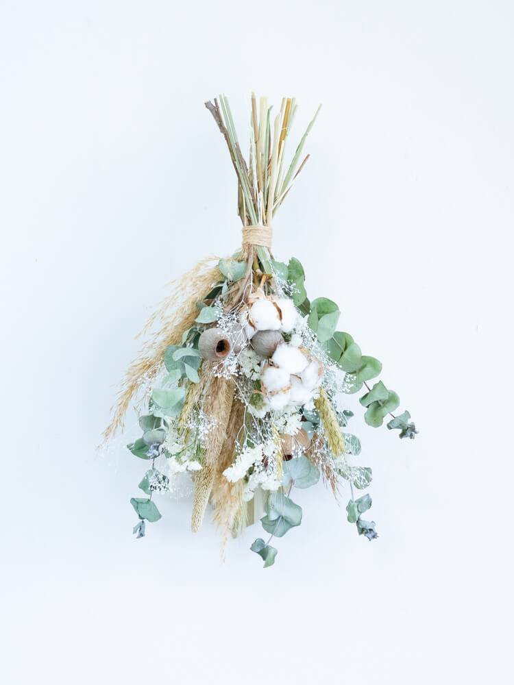 【壁に掛ける】ドライフラワーのスワッグ - グリーン -