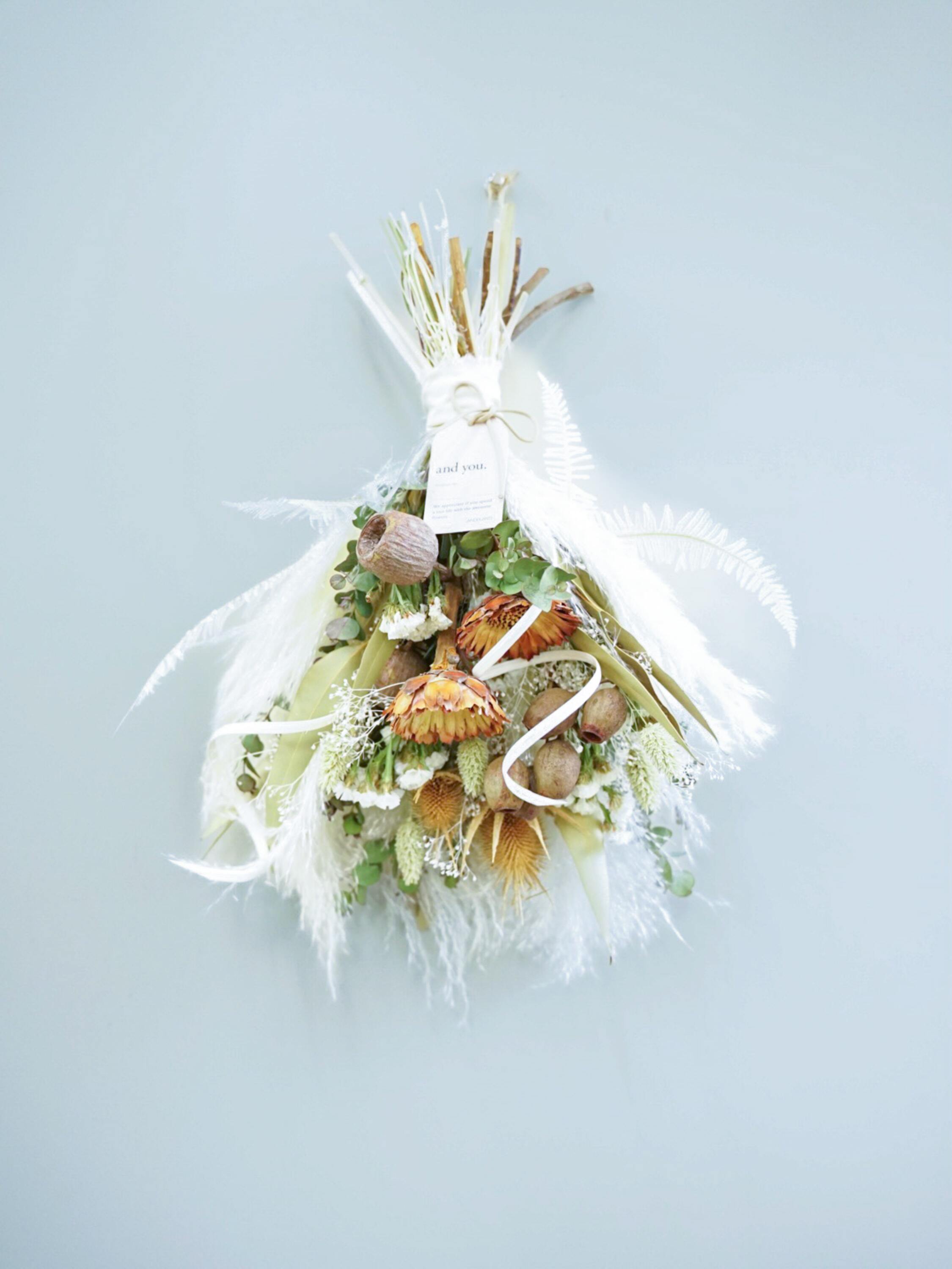 【壁に掛ける】ドライフラワーのスワッグ - グリーン -