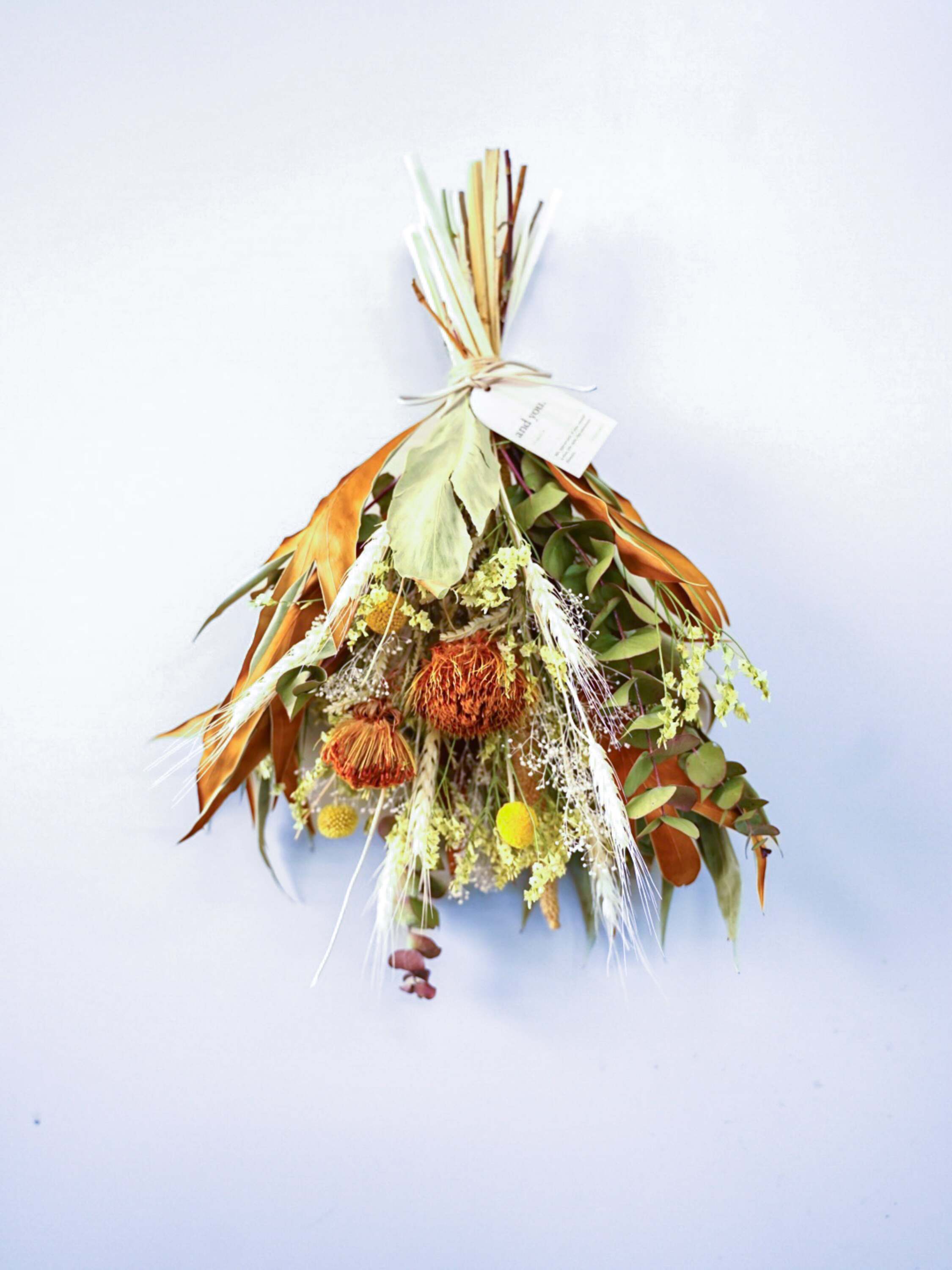 【壁に掛ける】ドライフラワーのスワッグ - イエロー -