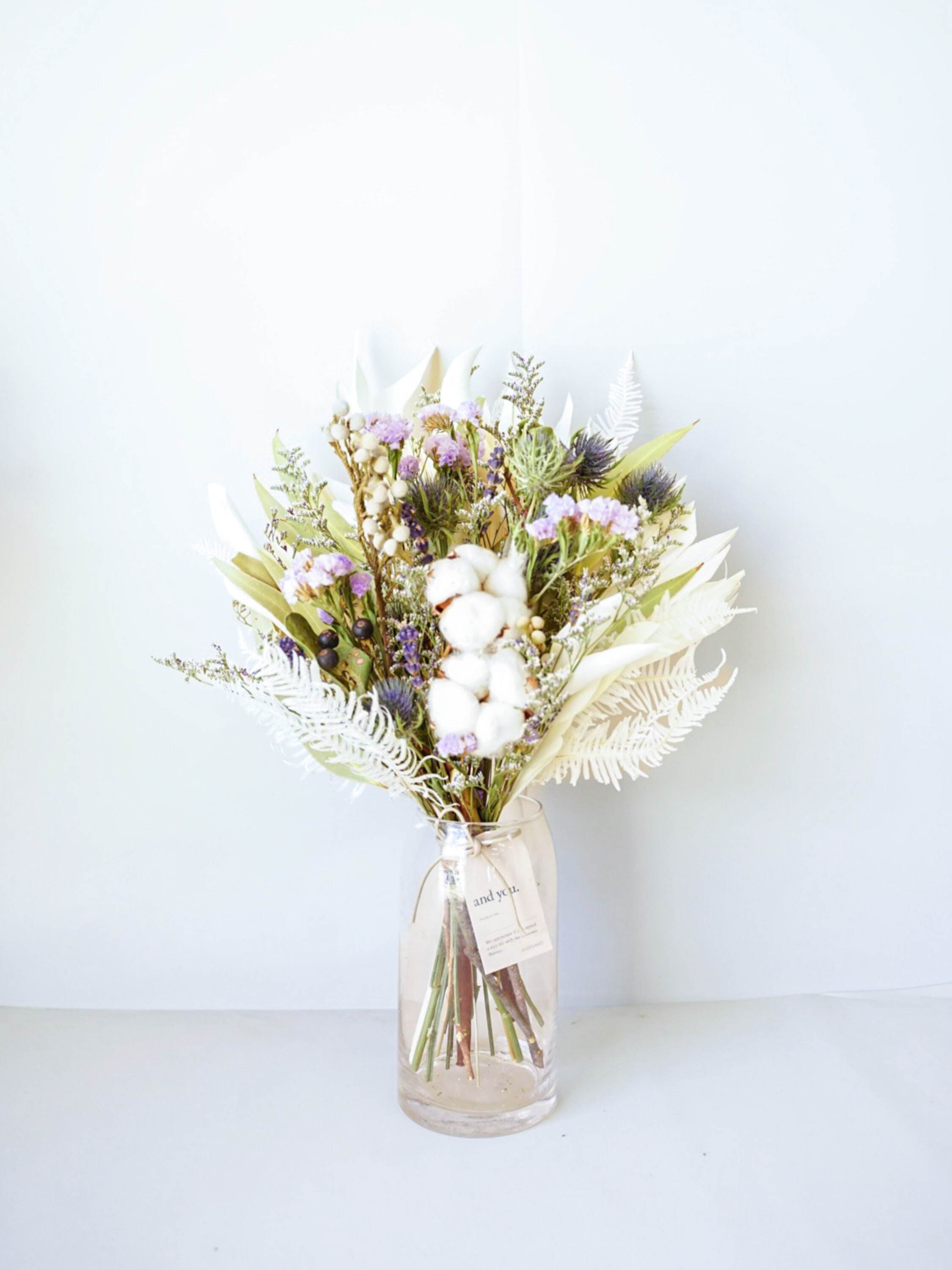 【花瓶に飾れる】ドライフラワーの花束 M - ブルー -
