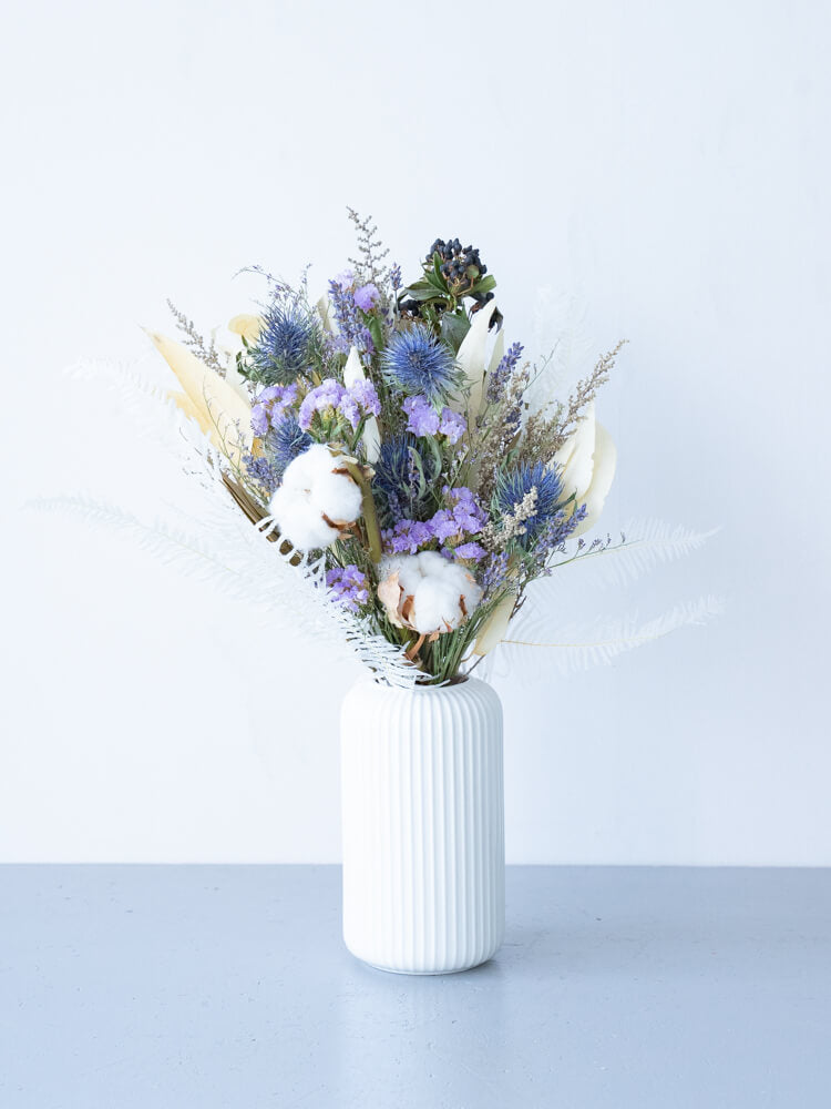 【花瓶に飾れる】ドライフラワーの花束 M - ブルー -