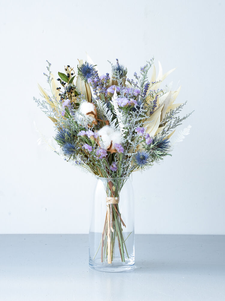 【花瓶に飾れる】ドライフラワーの花束 M - ブルー -