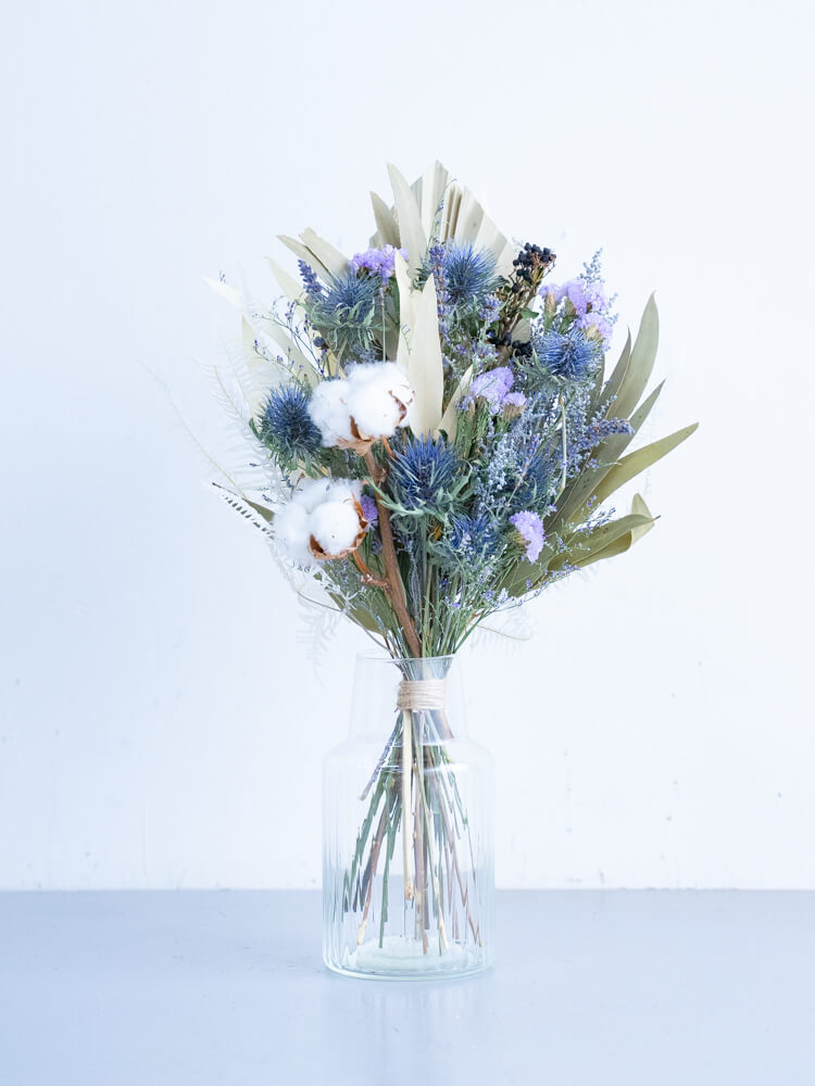 【花瓶に飾れる】ドライフラワーの花束 M - ブルー -