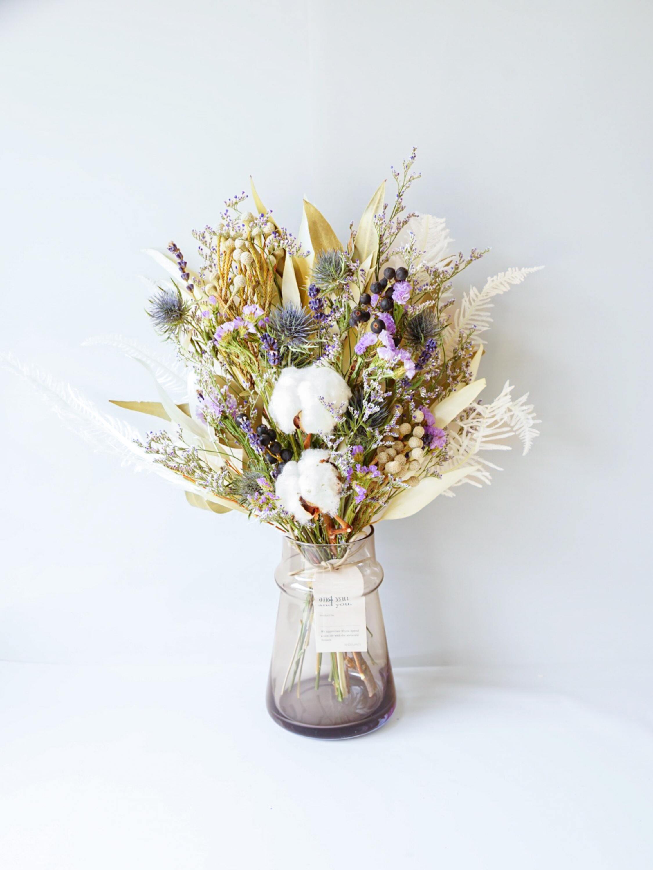 【花瓶に飾れる】ドライフラワーの花束 M - ブルー -