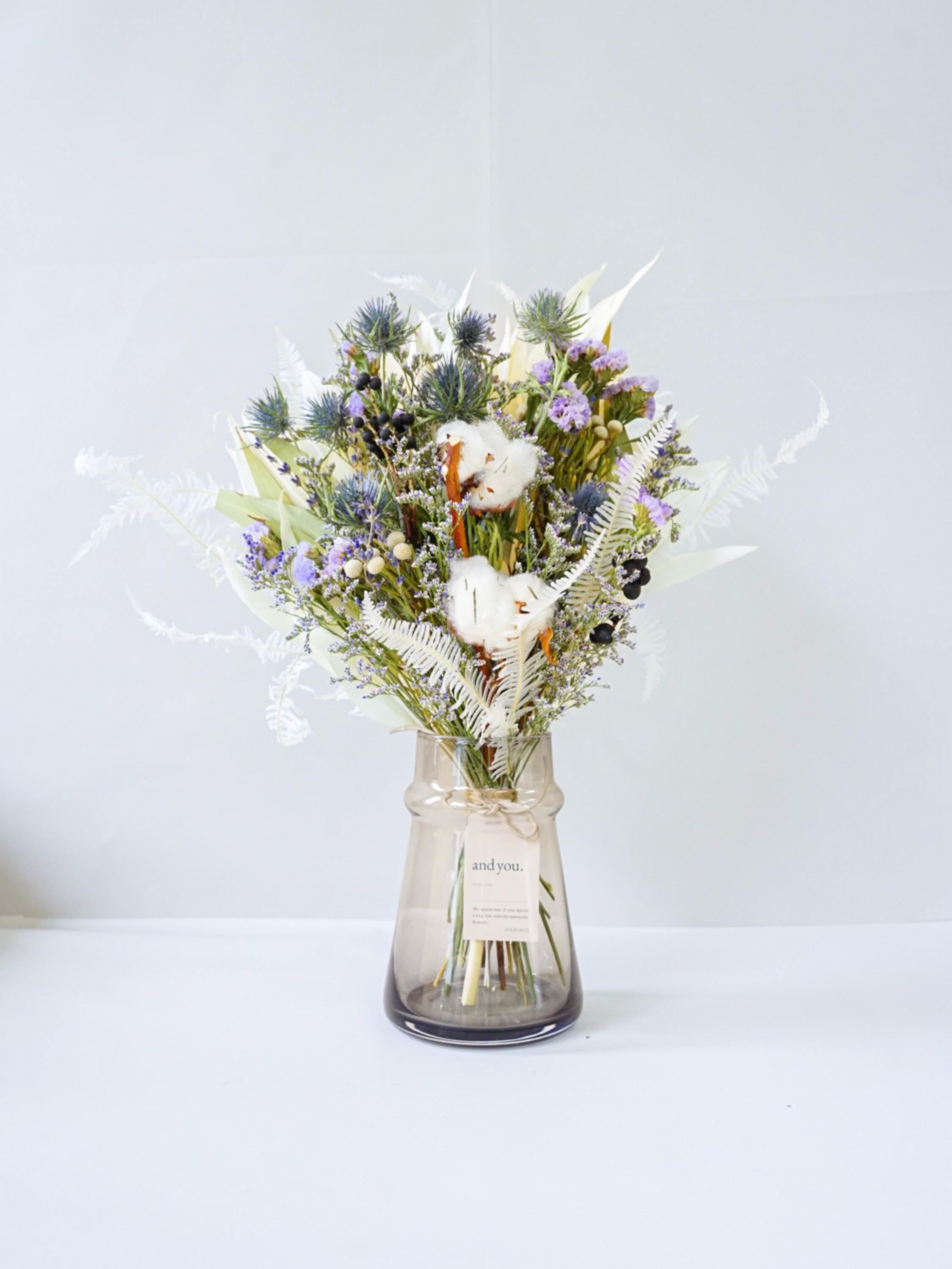 【花瓶に飾れる】ドライフラワーの花束 M - ブルー -