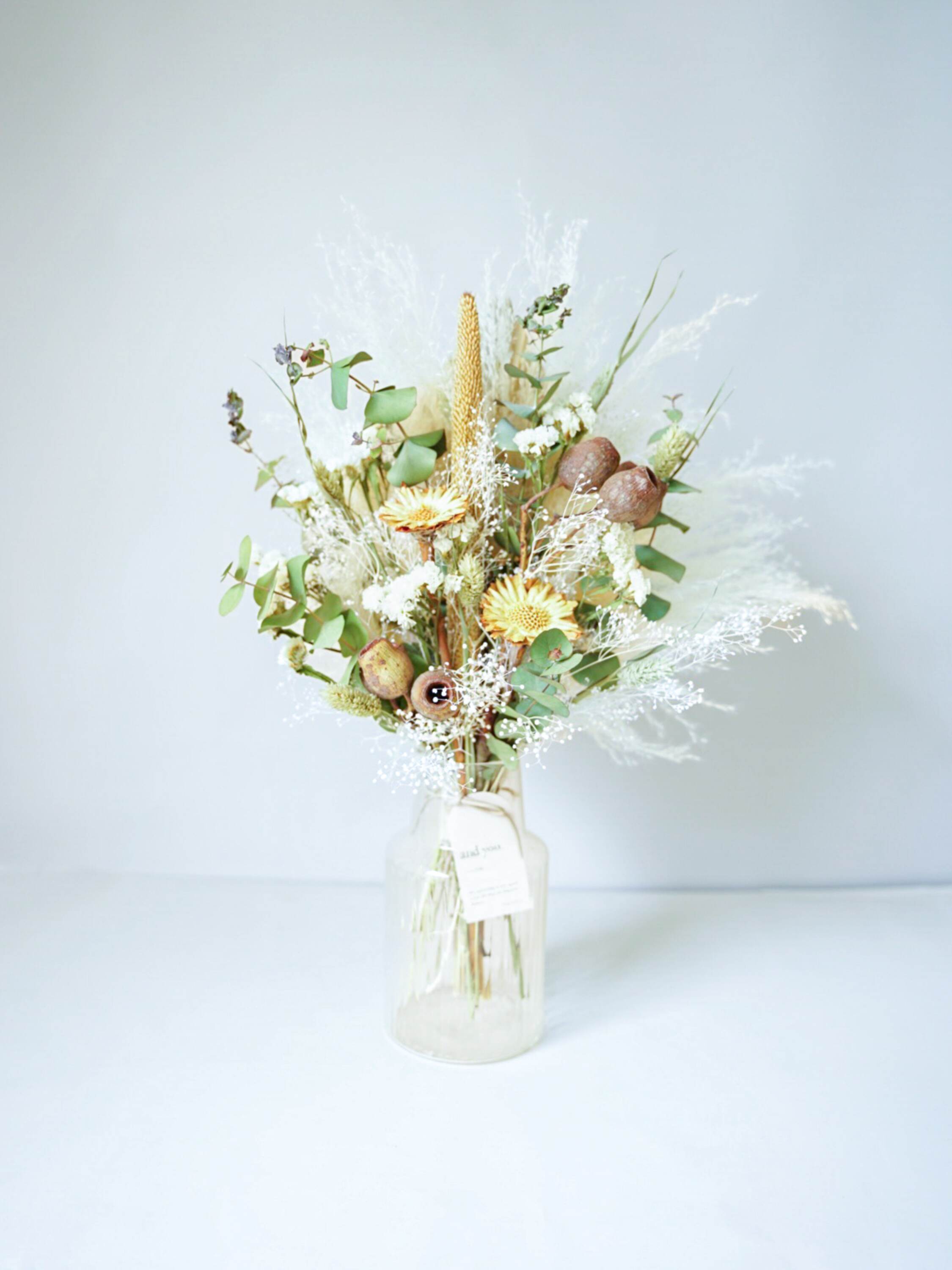 【花瓶に飾れる】ドライフラワーの花束 M - グリーン -