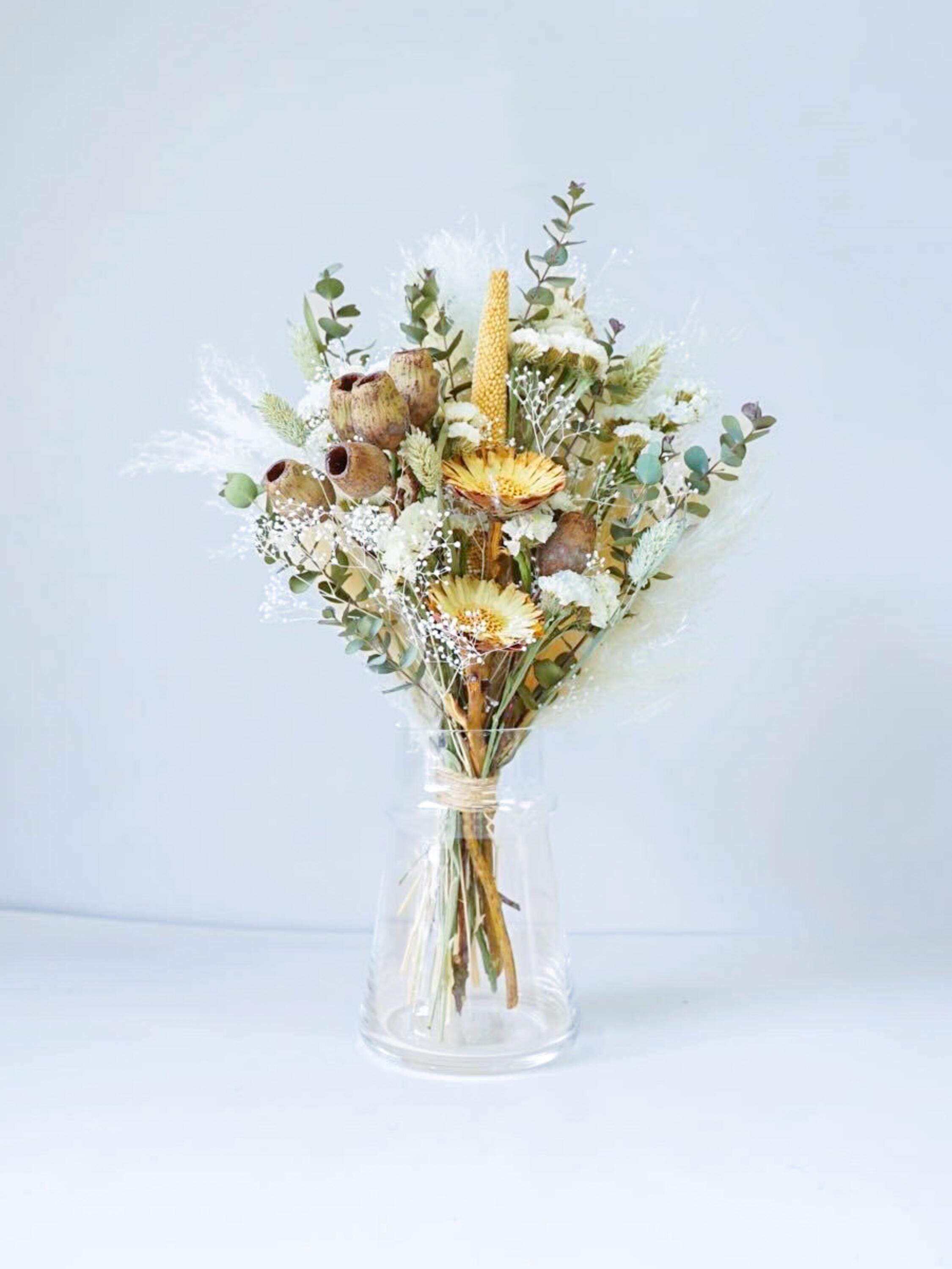 【花瓶に飾れる】ドライフラワーの花束 M - グリーン -