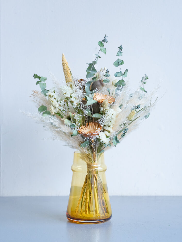 【花瓶に飾れる】ドライフラワーの花束 M - グリーン -