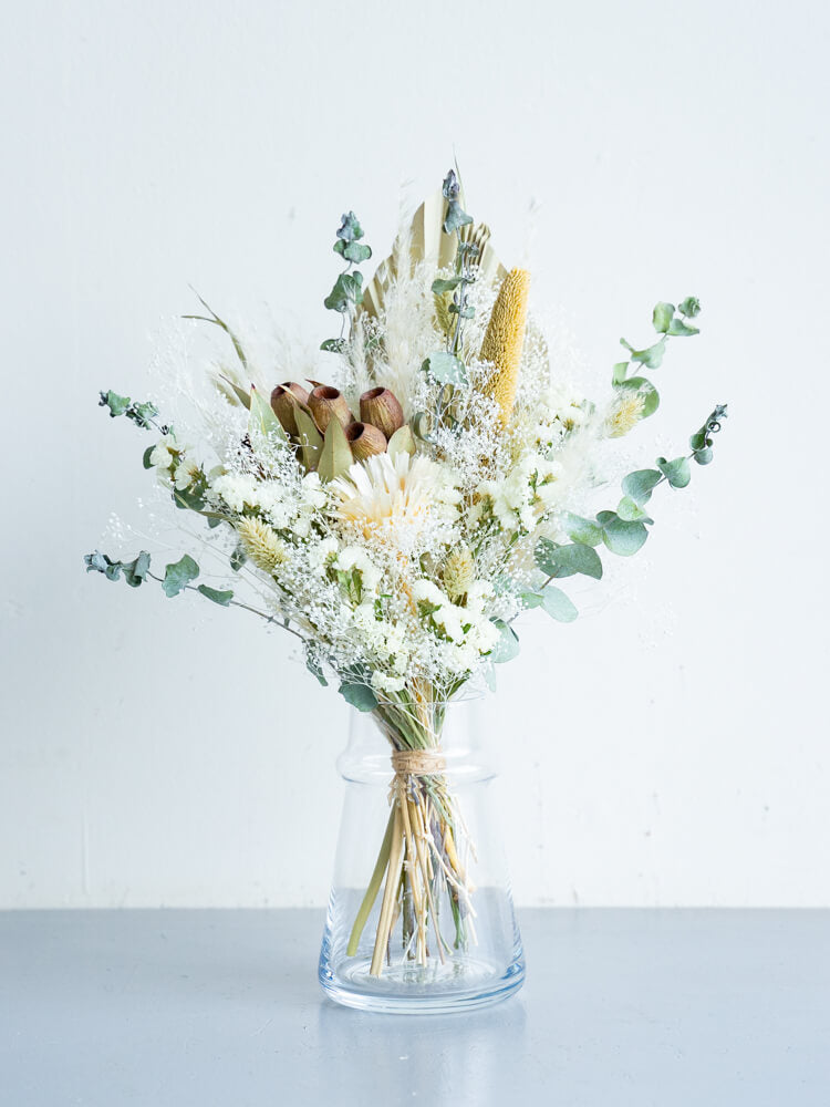 【花瓶に飾れる】ドライフラワーの花束 M - グリーン -