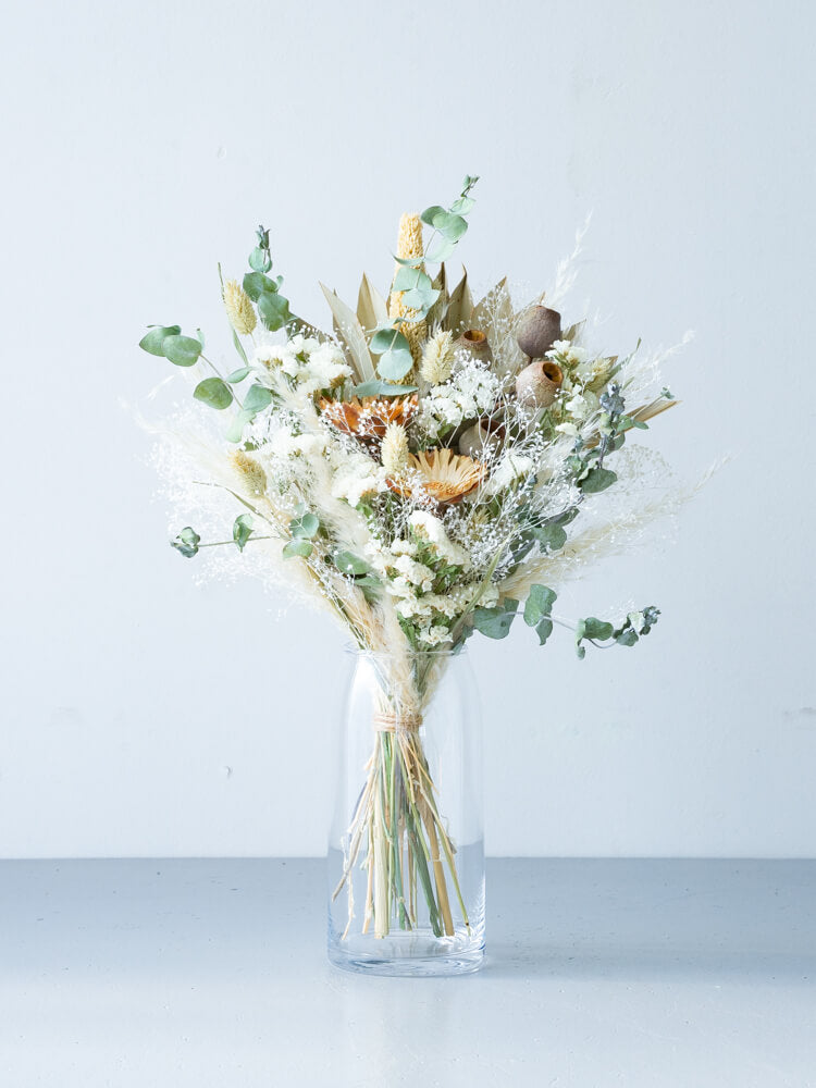 【花瓶に飾れる】ドライフラワーの花束 M - グリーン -