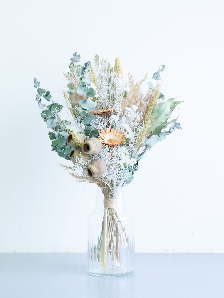 【花瓶に飾れる】ドライフラワーの花束 M - グリーン -