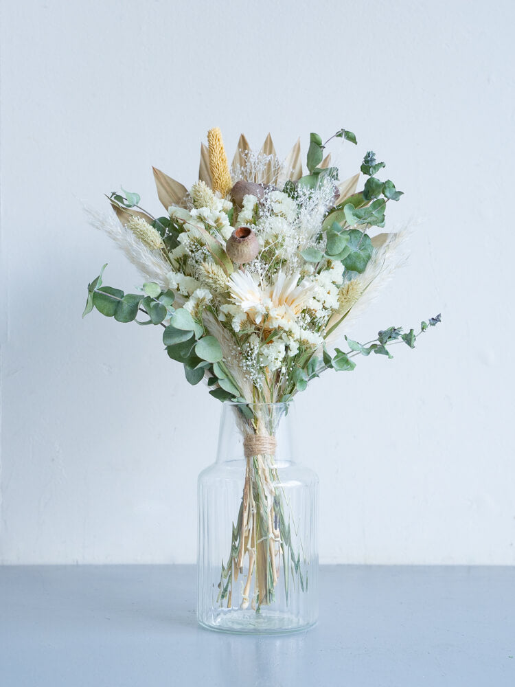 【花瓶に飾れる】ドライフラワーの花束 M - グリーン -