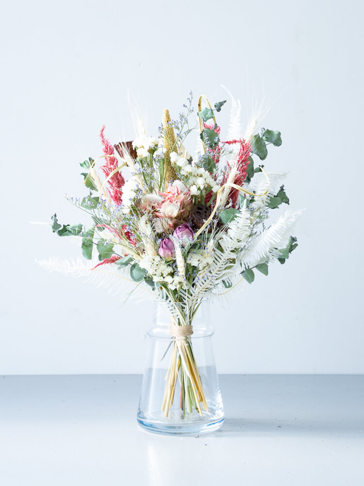 【花瓶に飾れる】ドライフラワーの花束 M - ピンク -