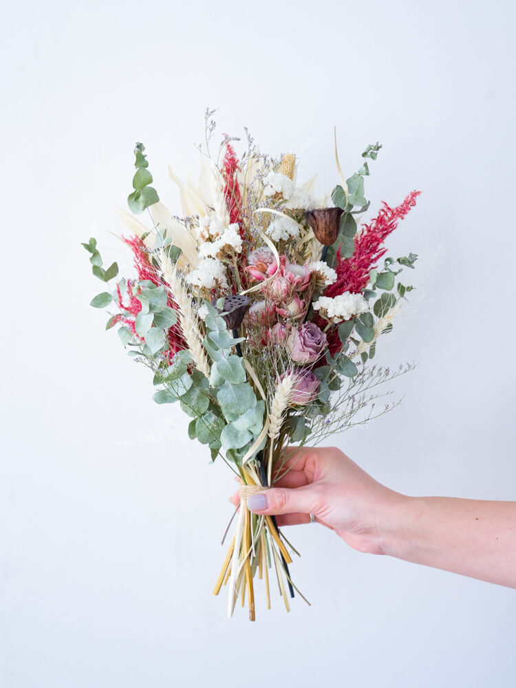 【花瓶に飾れる】ドライフラワーの花束 M - ピンク -