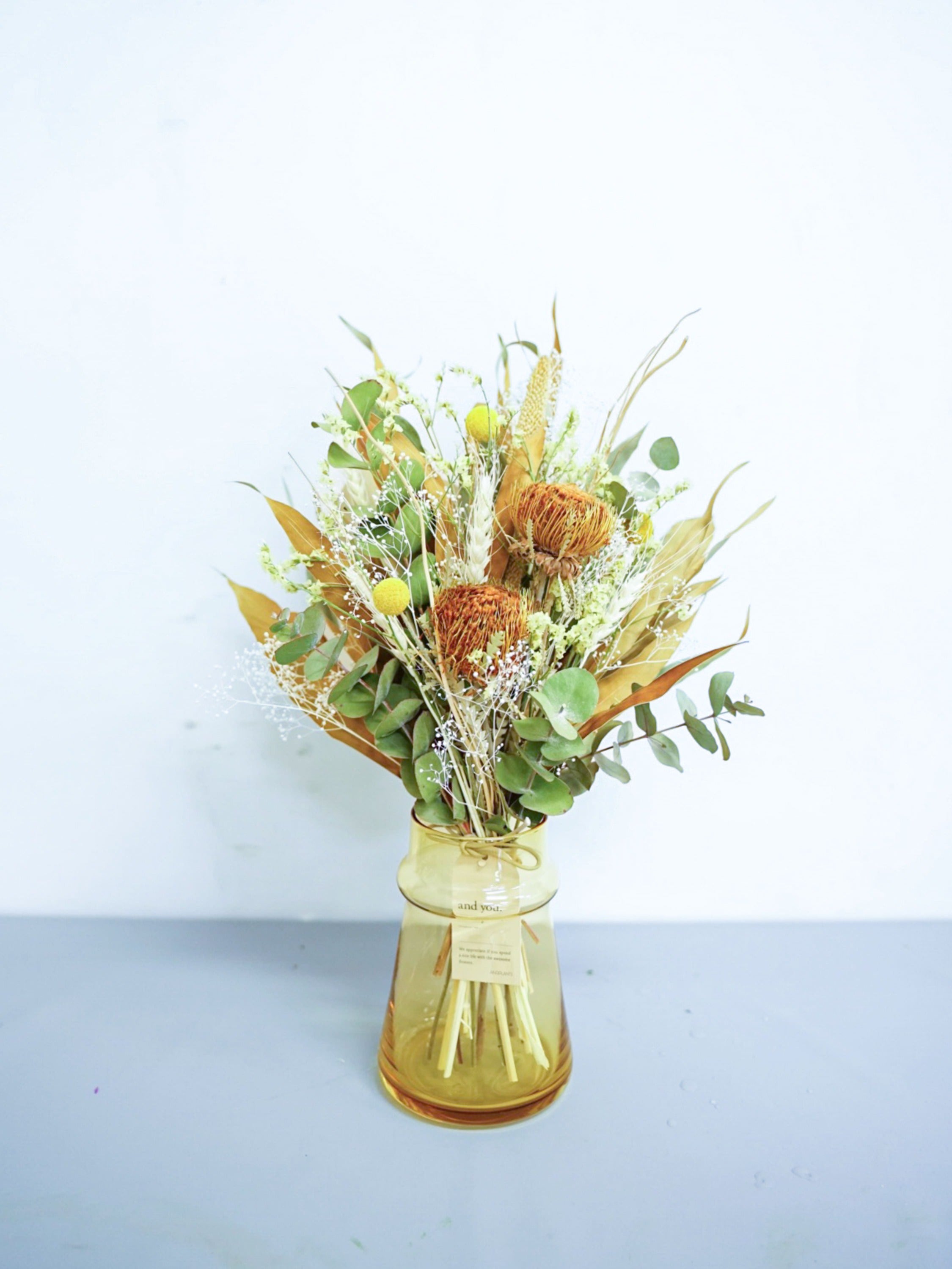 【花瓶に飾れる】ドライフラワーの花束  M - イエロー -